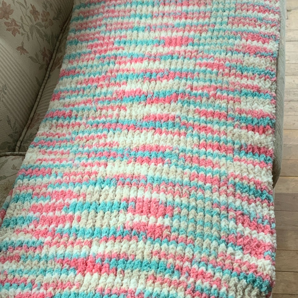 Wife’s loom knit handmade multicolored blanket 60 x 40